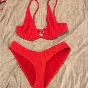 Full Tilt Red Bikini Set Modern Minimalist Swimwear